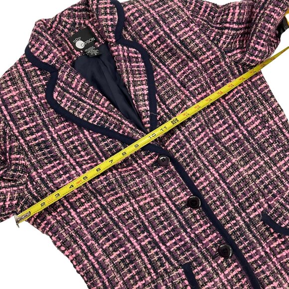 Vintage Pink & black Tweed Skirt Suit Set Size 8 First Option Acrylic/Polyester - Picture 9 of 11